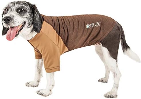 Pet Life  Active Hybreed 4Way Stretch Twotoned Performance Dog Tshirt, Brown W/ Brown  Xlarge