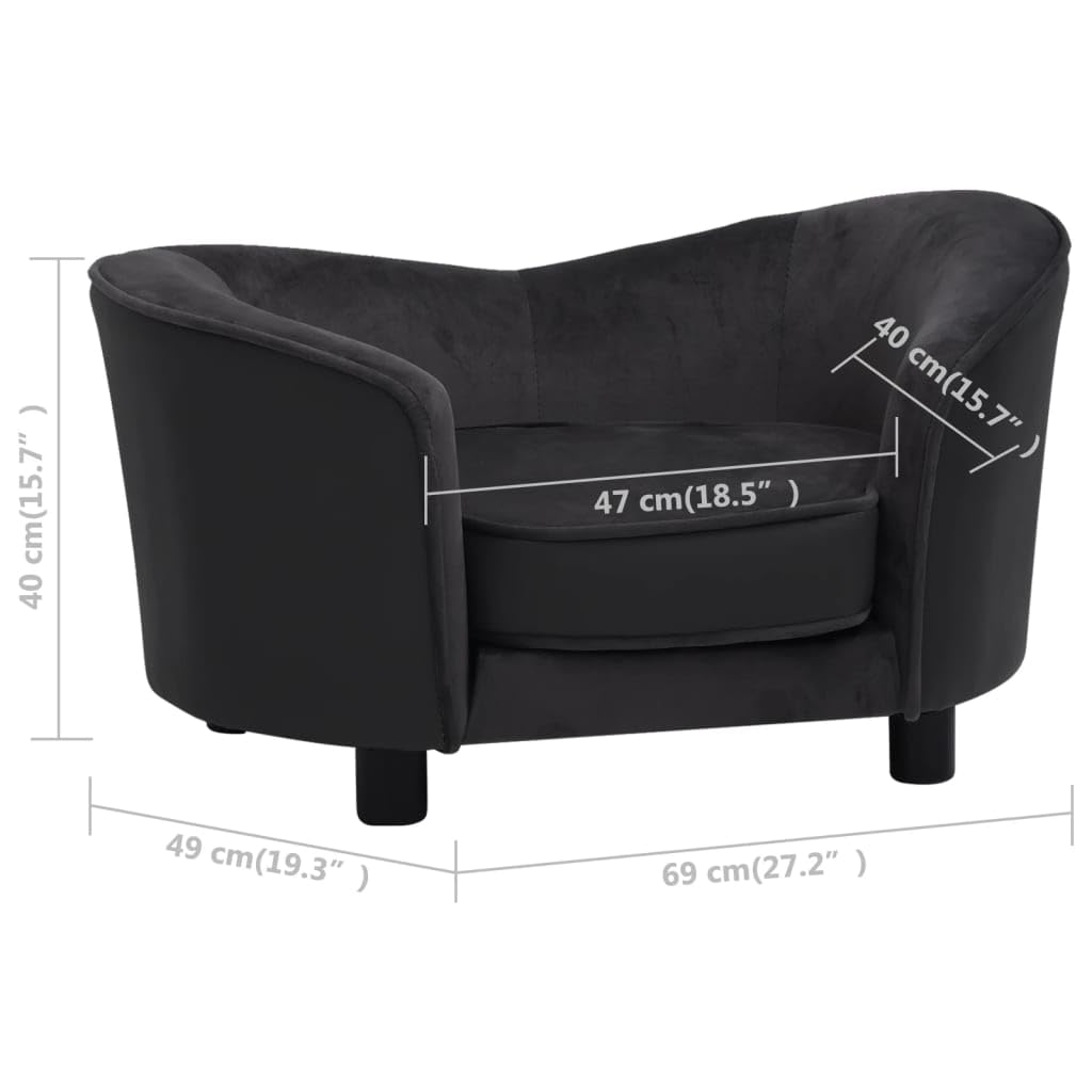 Vidaxl Dog Sofa Black 27.2'X19.3'X15.7' Plush And Faux Leather