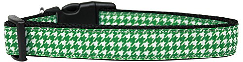 Pet Dog & Cat Nylon Collar or Leash, "Houndstooth Emerald Green" Cat Collar