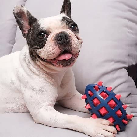 Rvpaws Spiky Shell Rugby Toy  Squeaky Ball For Dogs & Puppies  Rubber Material (Color May Vary)