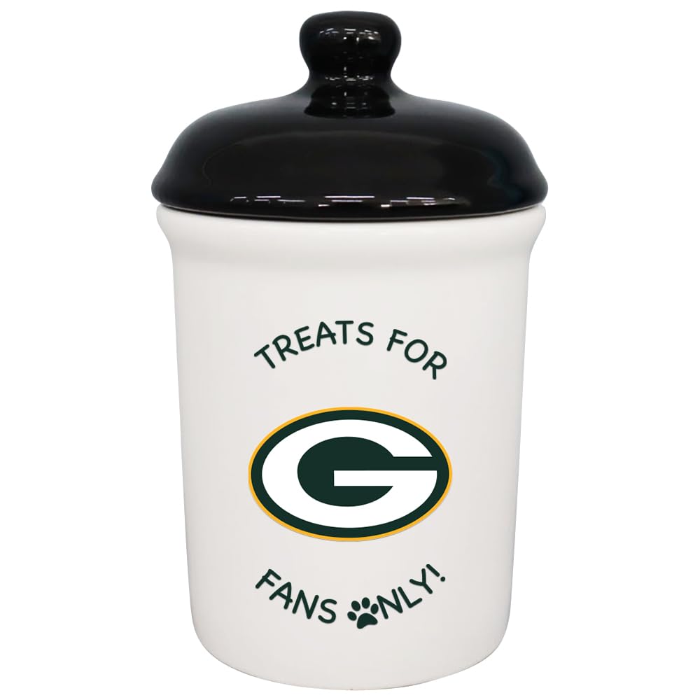 The Memory Company | Licensed NFL Treats for Team Fans Only Ceramic Pet Treat Canister,Green Bay Packers