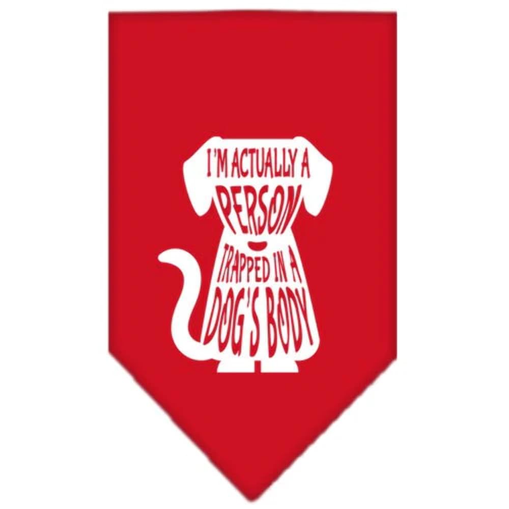 Pet and Dog Bandana Screen Printed, Trapped in A Dog's Body Gray Large