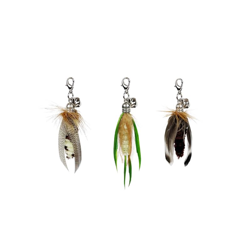 Ttcat Cat Feather Toys, 3 Pcs Mini Insects Refills, Cat Toys Replacement Feathers For Cat Kitten Wand