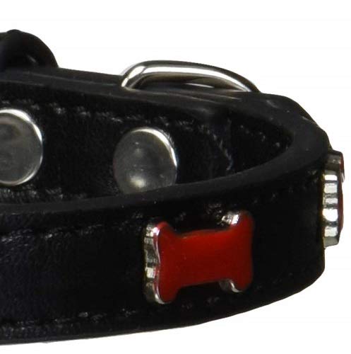 Dog, Puppy & Pet Widget Fashion Collar, "Red Bone" Black 14