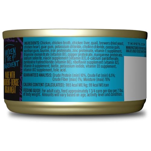 Tiki Cat After Dark Soft Pate, Chicken & Quail Egg, High-Protein and 100% Non-GMO Ingredients, Wet Cat Food for Adult Cats, 3 oz