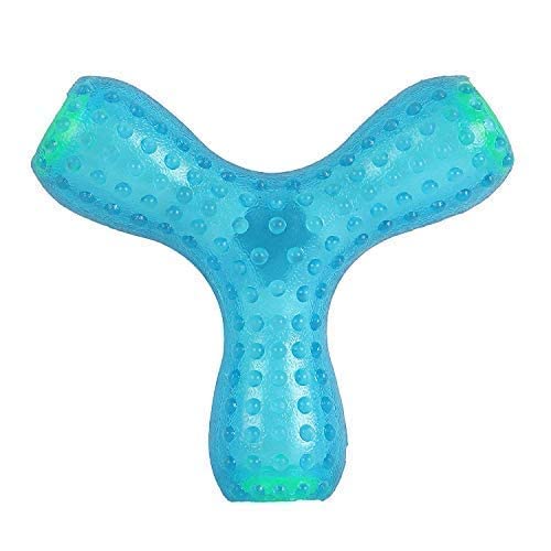 Pups&Pets Durable NonToxic Tringular Shape Small Spiked Natural Rubber Chew Toy With Squeaky Sound Ideal For Playing And Chewin