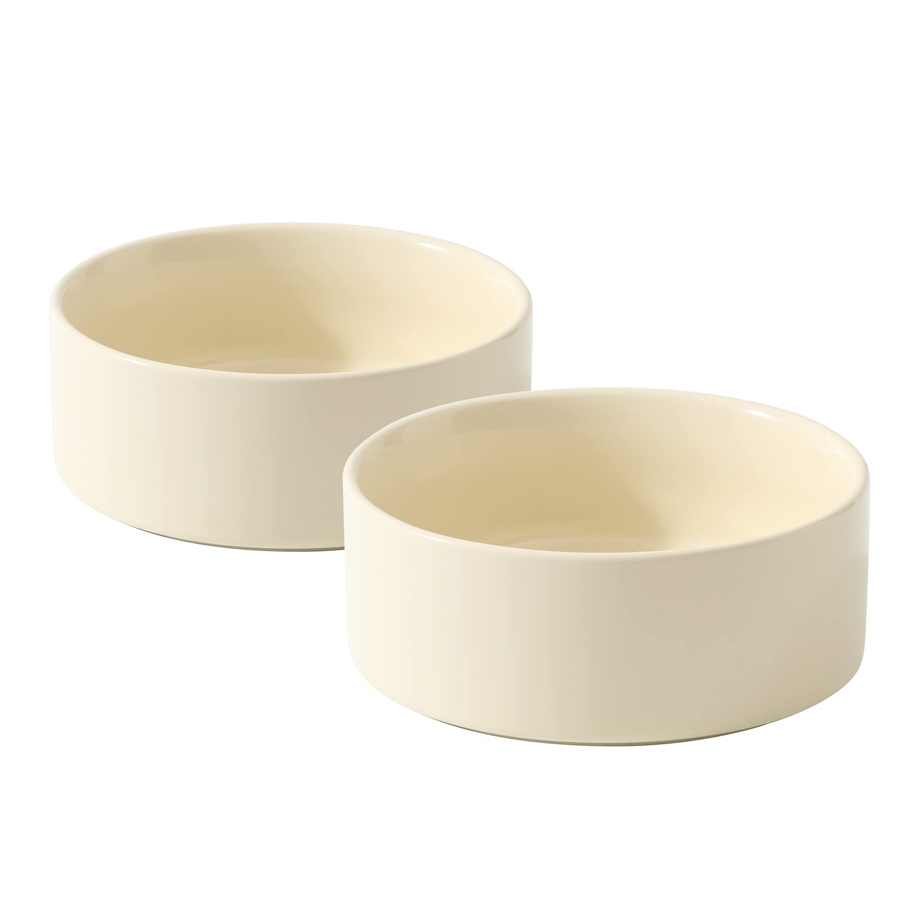 Havniva Ceramic Set of 2 Cat Bowls, Food and Water Bowls for Cats, Kitty, 2pcs Cat Dishes, Cat Feeder(5.1inch, 2 x Beige Bowls)