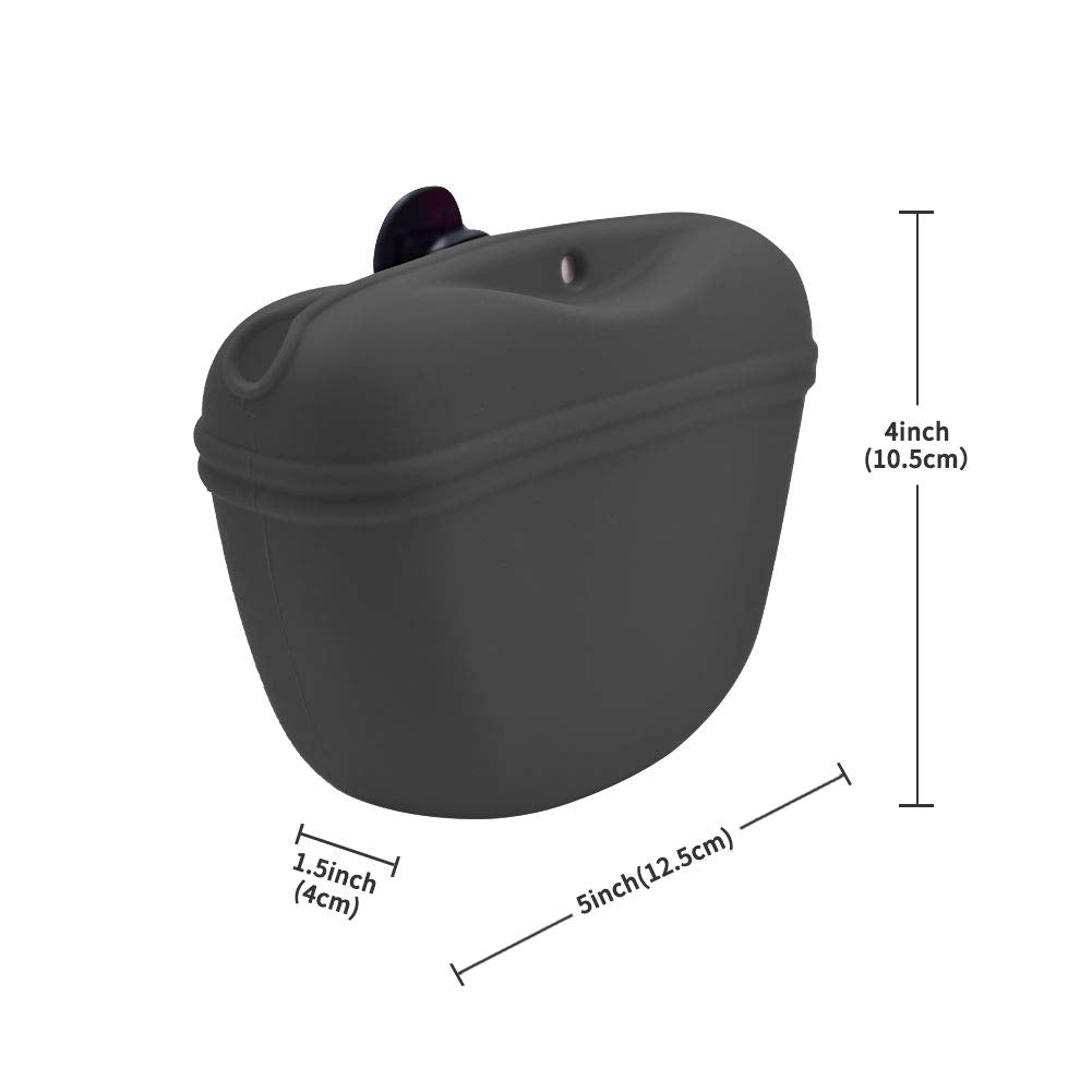 AUDWUD Silicone Dog Treat Pouch,Clip on Portable Training Container,Convenient Magnetic Buckle Closing and Waist Clip,No BPA