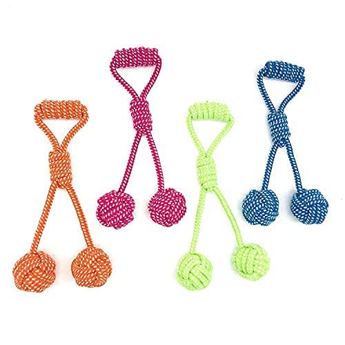 Furry Critters Pet/Dog/Cat Chew Rope Toy With Two Rope Balls And Handle Knot/TugKnotted Rope Toy (Large) (Color May Vary)
