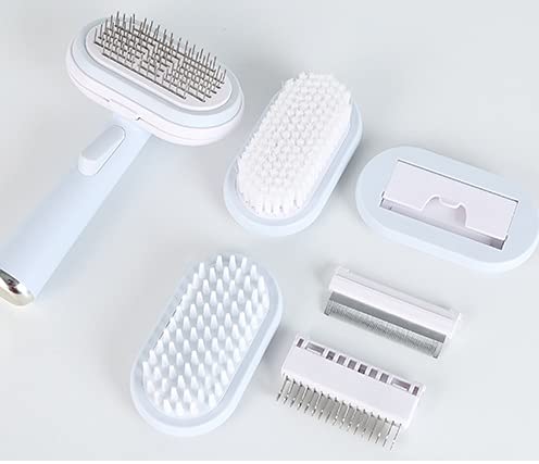 Rvpaws Self Cleaning Hair Fall Control Slicker Brush For Pets, Pet Grooming Kit 5In1 (Pin Brush, Bath & Massage Brush, Bristle