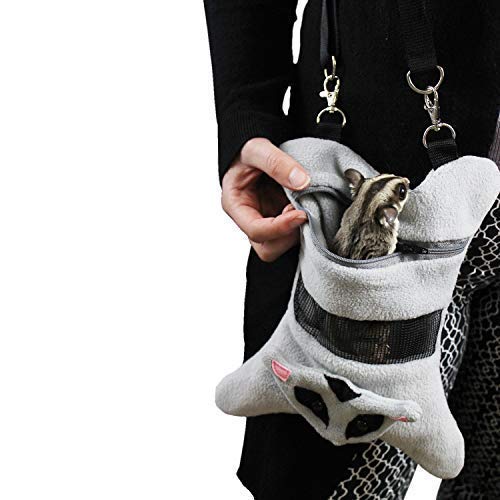 Exotic Nutrition Glider Bonding Pouch - Fleece, Gray, 8" x 7.5" for Small Animals like Sugar Gliders, Rats, Ferrets, and More