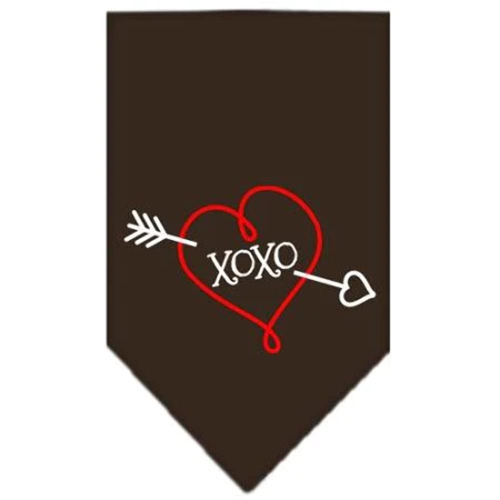 Pet and Dog Bandana Screen Printed, "XOXO" Cocoa Small