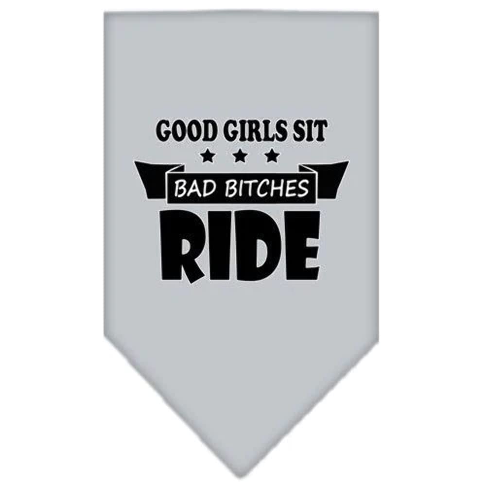 Mirage Pet Product Bitches Ride Screen Print Bandana Turquoise Large