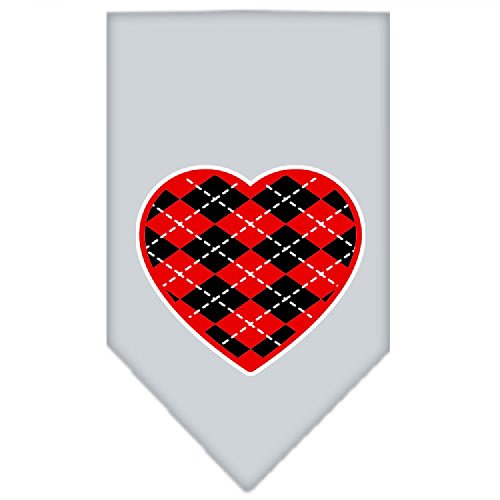 Mirage Pet Products Argyle Heart Red Screen Print Bandana for Pets, Large, Grey