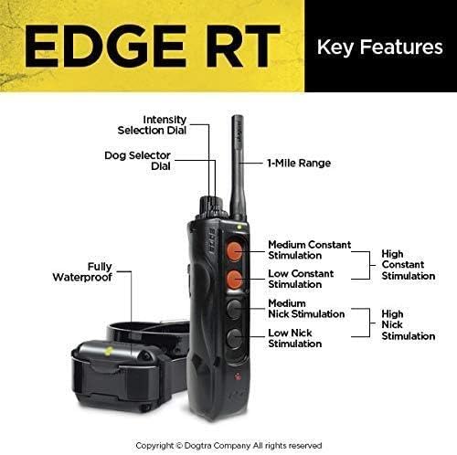Dogtra Edge Rt Long Range High-Output 1-Mile Waterproof 3-Dog Expandable Remote Dog Training E-Collar With Combination Boost Con