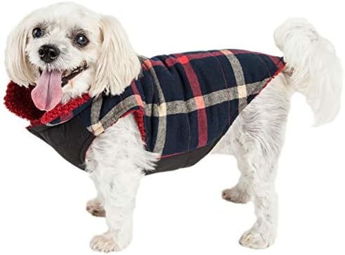 Pet Life  Allegiance Classical Plaided Insulated Dog Coat Jacket, Blue And Red Plaid  Large