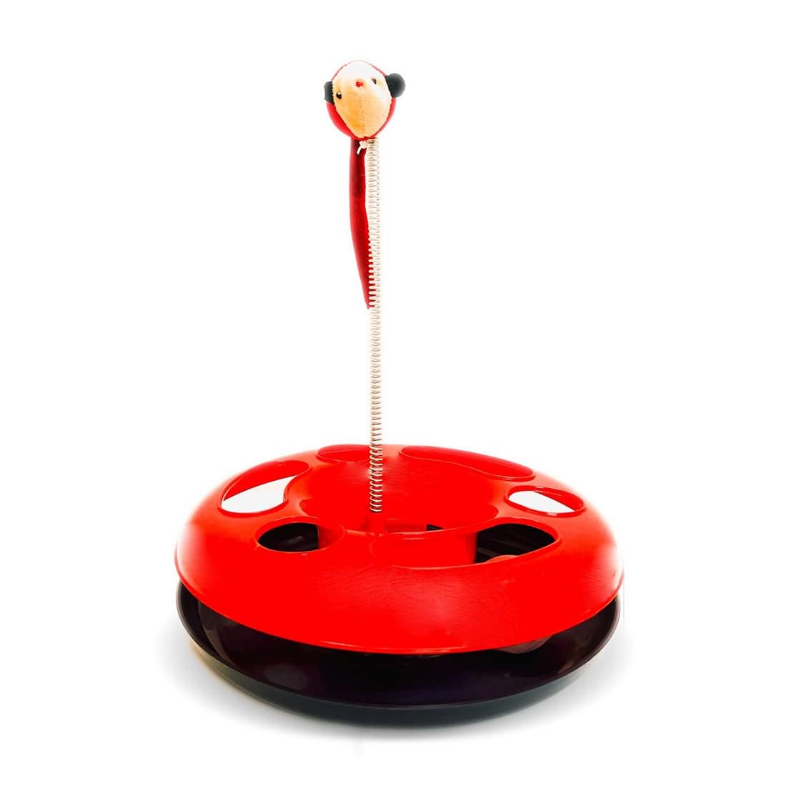 Dog Trust Interactive Happy Circle With Spinning Ball And Spring Catch The Mouse For Cats And Kittens (Color May Vary) | Fun Toy