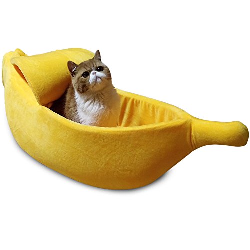 · Petgrow · Cute Banana Cat Bed House Extra Large Size, Christmas Soft Cat Cuddle Bed, Lovely Pet Supplies For Cats Kittens Rabbit Small Dogs, Yellow