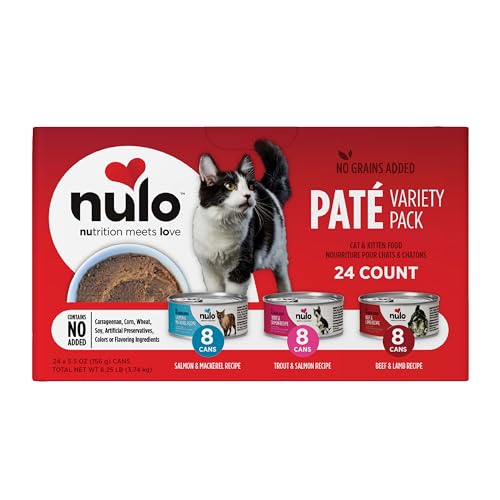 Nulo Grain-Free Minced Wet Canned Food for Cats and Kittens, Variety Flavors, 5.5 Ounce Cans, 24 Cans
