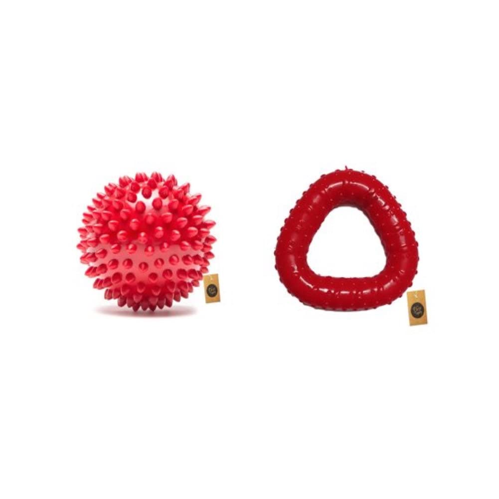 The Pets Company Rubber Dog Chew Toy Combo ( Dog Spike Ball 3 + Triangle Chew Toy 5) | Teething Toys For Puppies