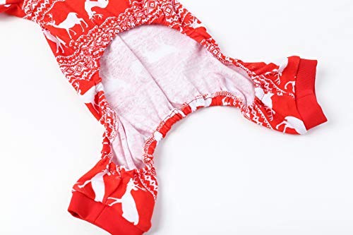 Christmas Dog Pajama Reindeer Pet Dog Pajamas Jumpshit For Large Dogs, Cotton Back 23' Xlarge Red