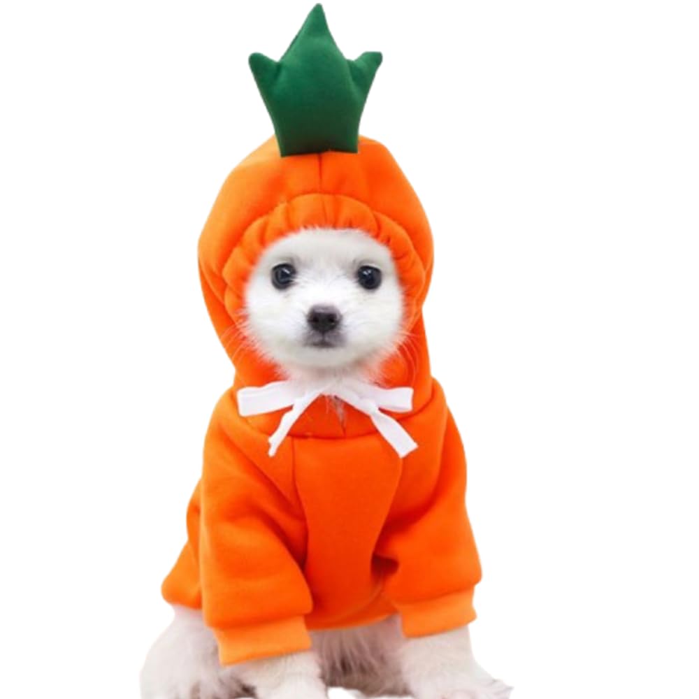 Aniac Funny Pet Clothes For Small Dog Cat Carrot Hoodies Warm Sweatshirt Coat With Fruit Hood Fall Puppy Cat Sweater Halloween E