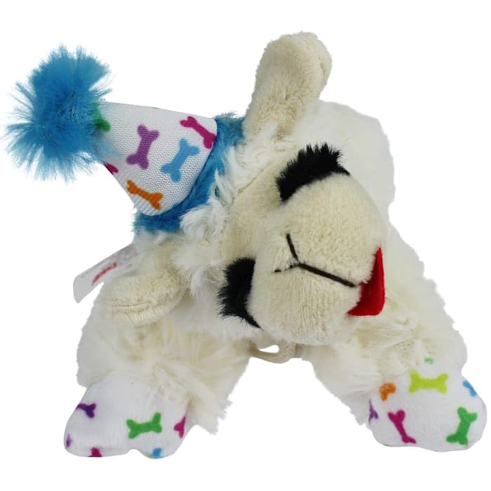 Multipet Happy Birthday Mini Lamb Chop Dog Toy Small (Blue)