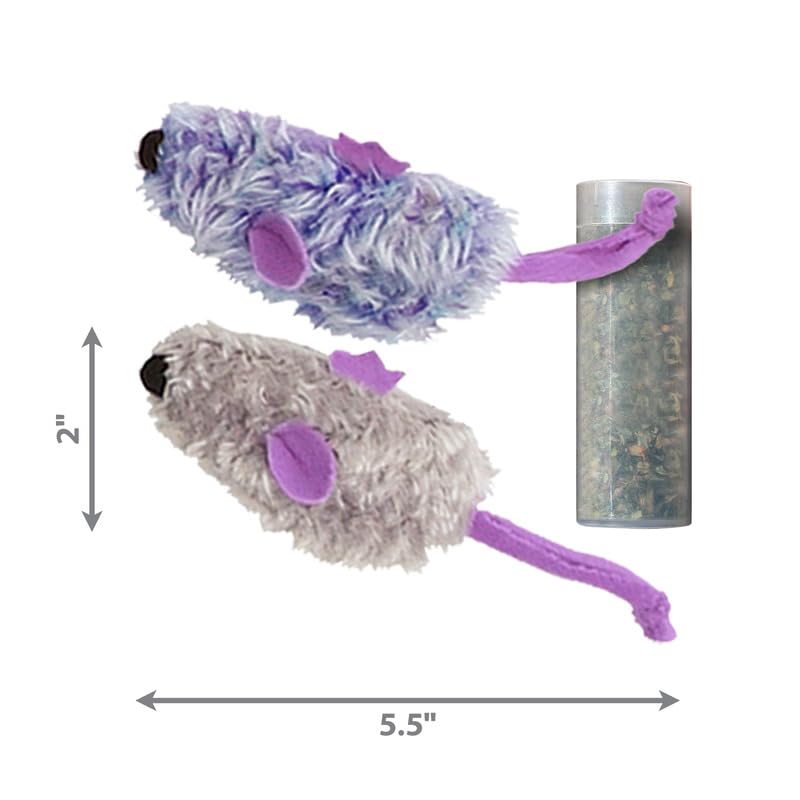 Kong Refillables Catnip Toys, Assorted 2-Pack - Plush Cat Toys With Refillable Catnip Pouch & Premium North American Catnip (Pur