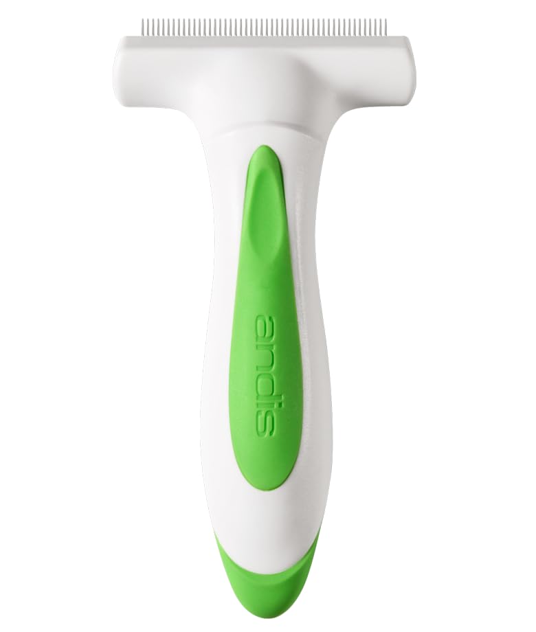 Andis Premium Fine-Tooth Deshedding Rake - White-Green