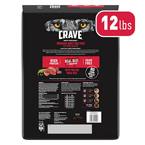 CRAVE Grain Free High Protein Adult Dry Dog Food, Beef, 12 lb. Bag