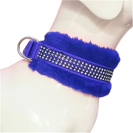 Heavy Duty Fur Padded Dog Collar For Large Dogs | Adjustable Nylon Pet Collar With Soft Cushion Lining | Strong Metal Buckle | C
