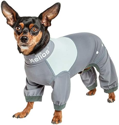 Dog Helios  Tail Runner Lightweight 4Waystretch Breathable Full Bodied Performance Dog Track Suit, Grey   Xsmall