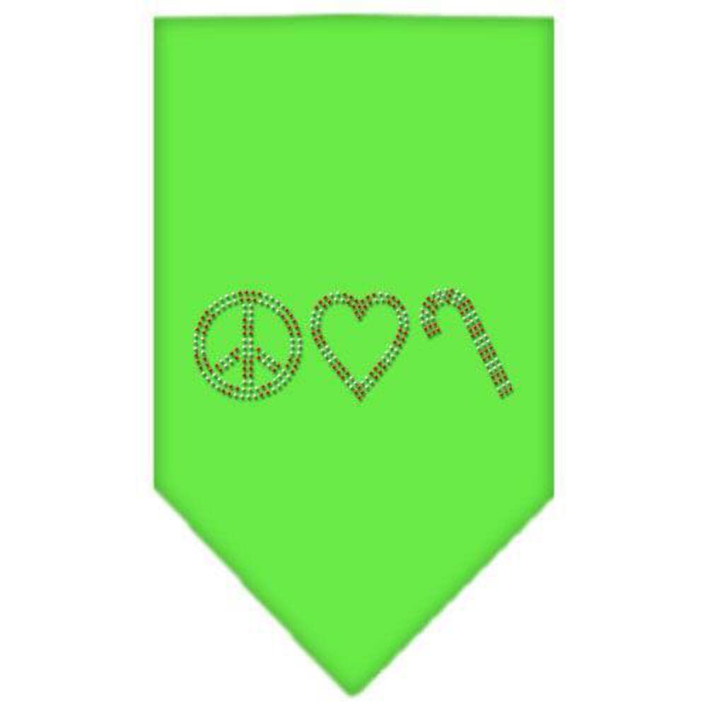 Mirage Pet Products Peace Love Candy Cane Rhinestone Bandana, Small, White