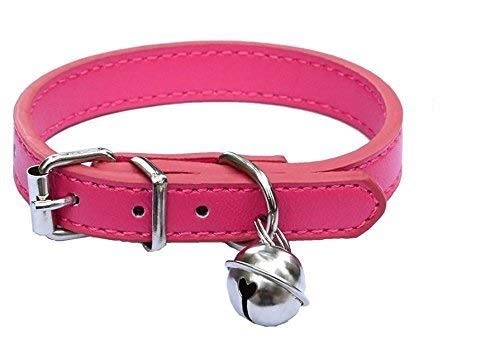 New Pink Leather Pet Collars for Cats,Baby Puppy Dog,Adjustable 8-10.5 Kitten Collar with Bell