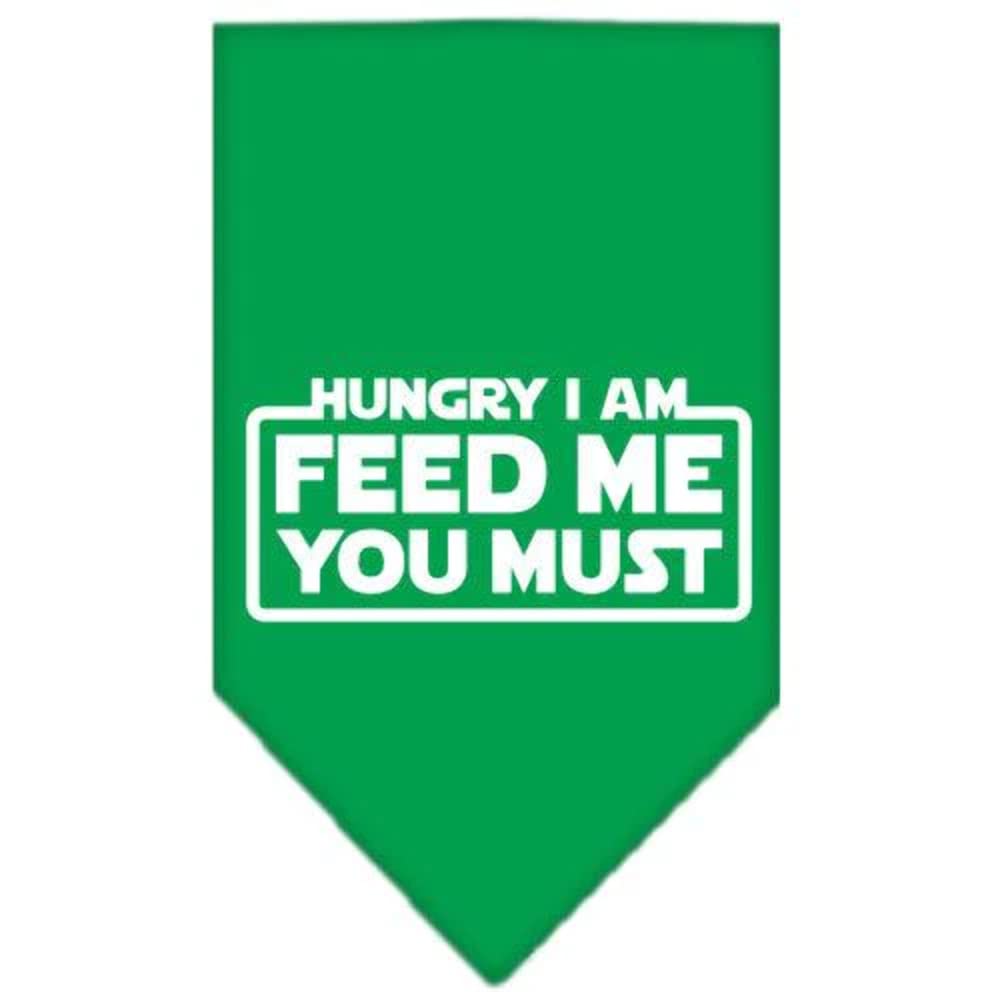 Pet and Dog Bandana Screen Printed, "Hungry I Am, Feed Me You Must" Light Pink Small