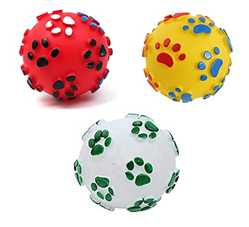 Dog Trust Dog Chew Toys Dog Puppy Cat Pet Paw Print Squeaker Chew Sound Ball Playing Toy Toys Dog Teething Dog Balls Pet Rubber 