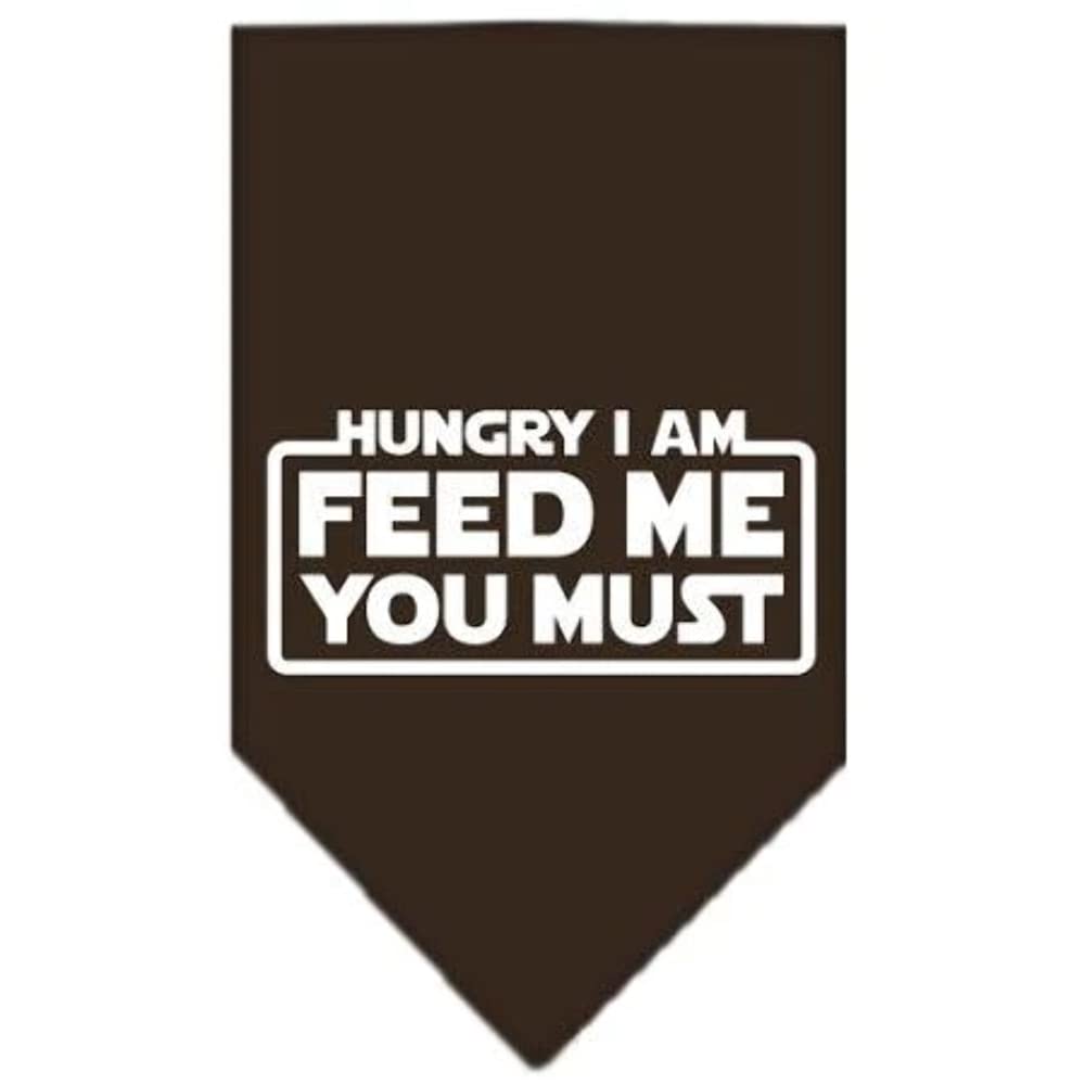 Pet and Dog Bandana Screen Printed, "Hungry I Am, Feed Me You Must" Purple Large
