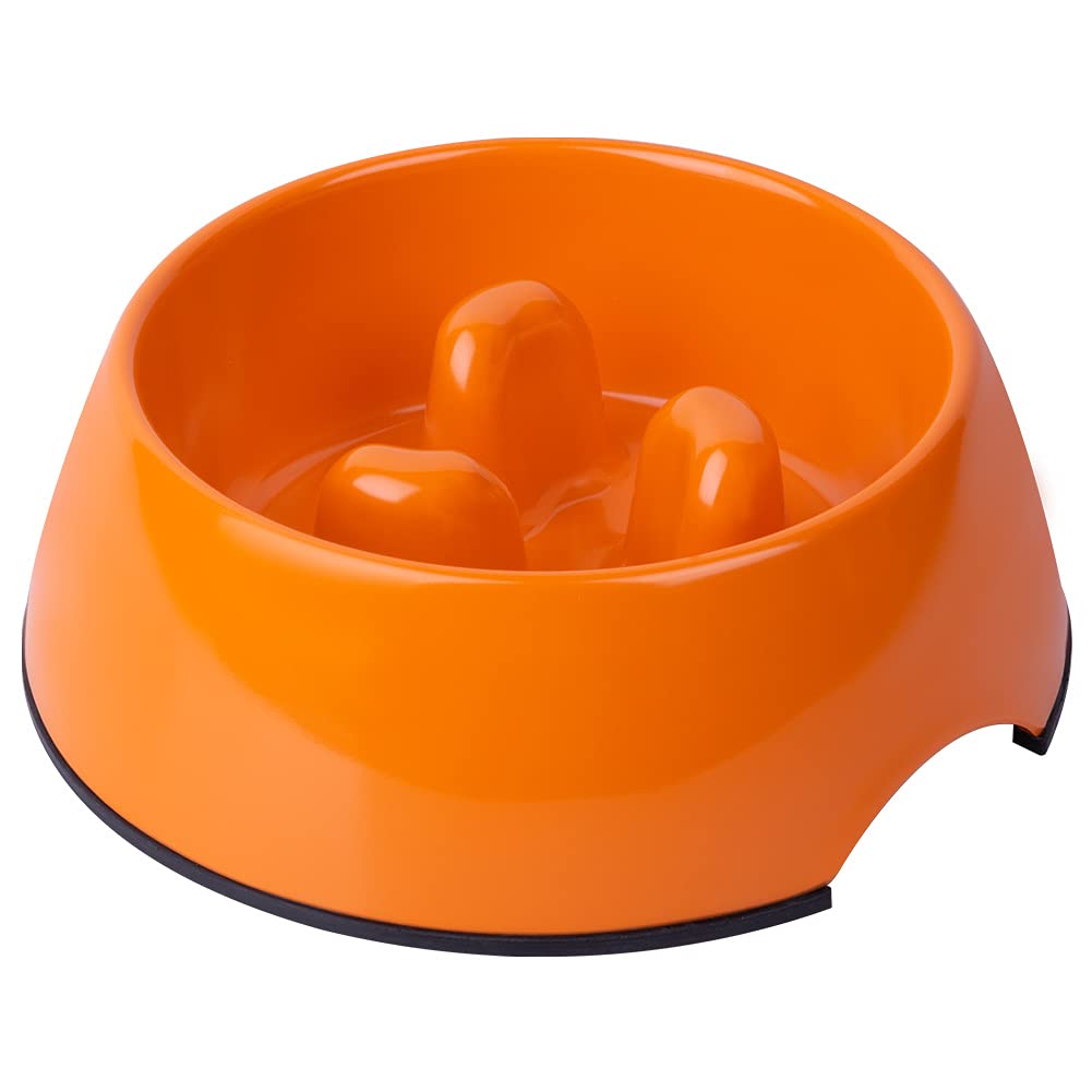 Super Design Slow Feeder Dog Bowl, 1 Cup, Nonslip, Heat-Resistant, Sturdy, Suitable for Small to Medium Sized Dogs Orange S