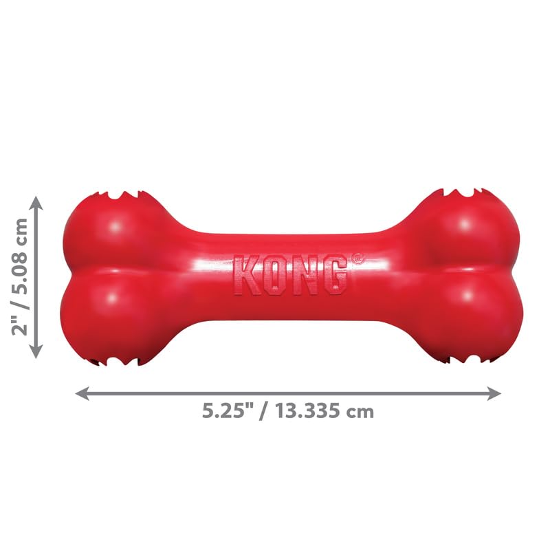 KONG Goodie Bone Small 2 Pack - Classic Durable Natural Rubber Dog Bone- Treat Dispensing - Red - for Small Dogs (2 Pack)