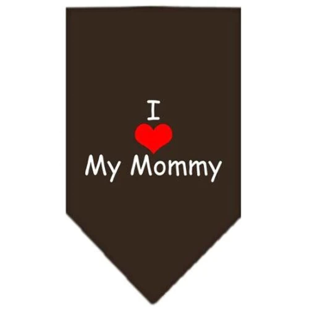 Pet and Dog Bandana Screen Printed, "I Love My Mommy" Orange Small