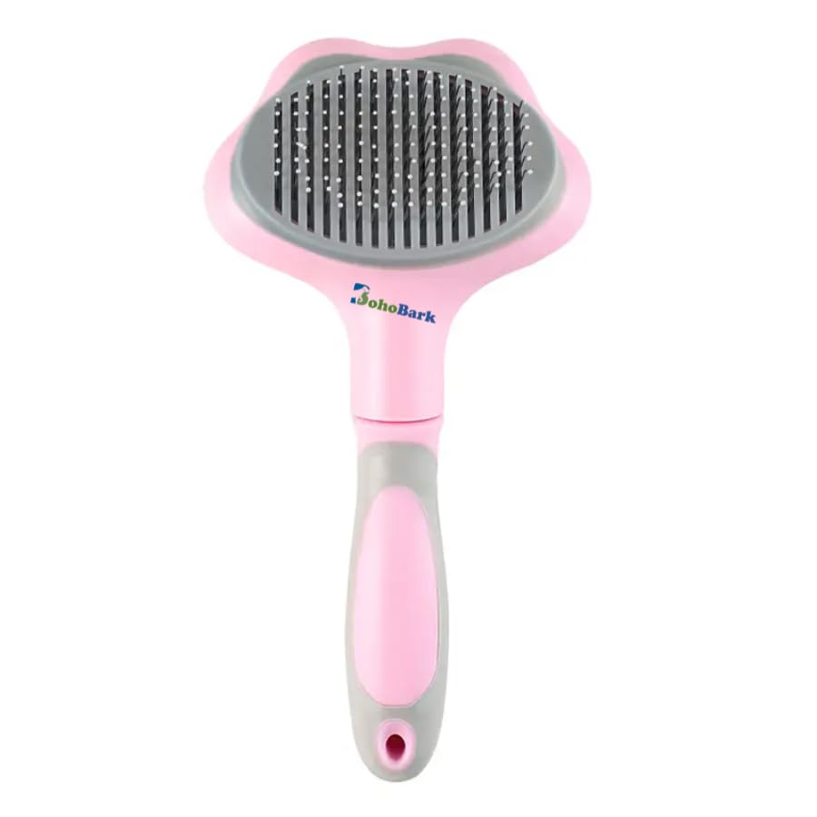 Bohobark Dog Brush Pet Grooming Brush Slicker Dog Comb Self Cleaning Brush Comb For Dogs Cats Puppy Pet Accessories, Hair Sheddi