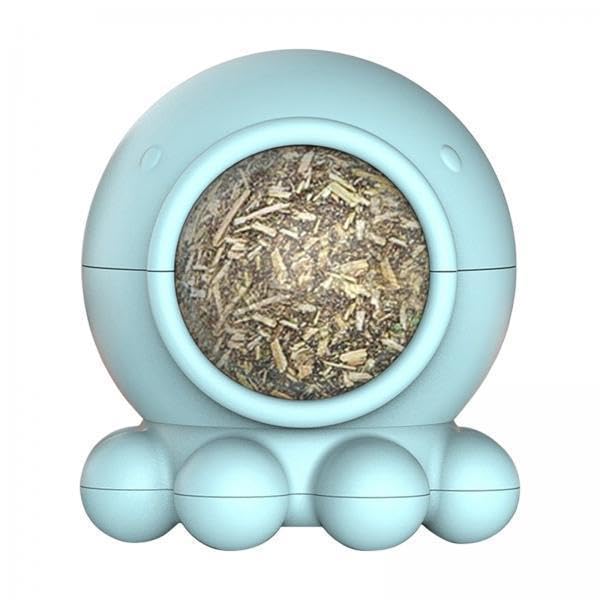 Ujeavette 3Xcatnip Ball Cat Licking Spherical Kitty Catnip Roller Rotating Treat Blue