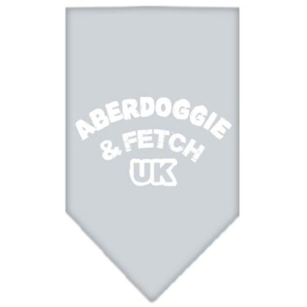 Pet and Dog Bandana Screen Printed, "Aberdoggie & Fetch UK" Grey Large