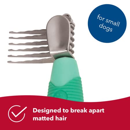 Coastal Pet Li'L Pals Stainless Steel De-Matting Comb - Easy-Grip Handle For Pet Grooming Small Dogs