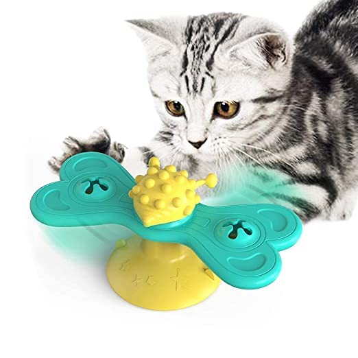Woofy Funny Interactive Scratch Resistant Toy In The Shape Of Rotating Butterfly Cat Windmill  Multicolor