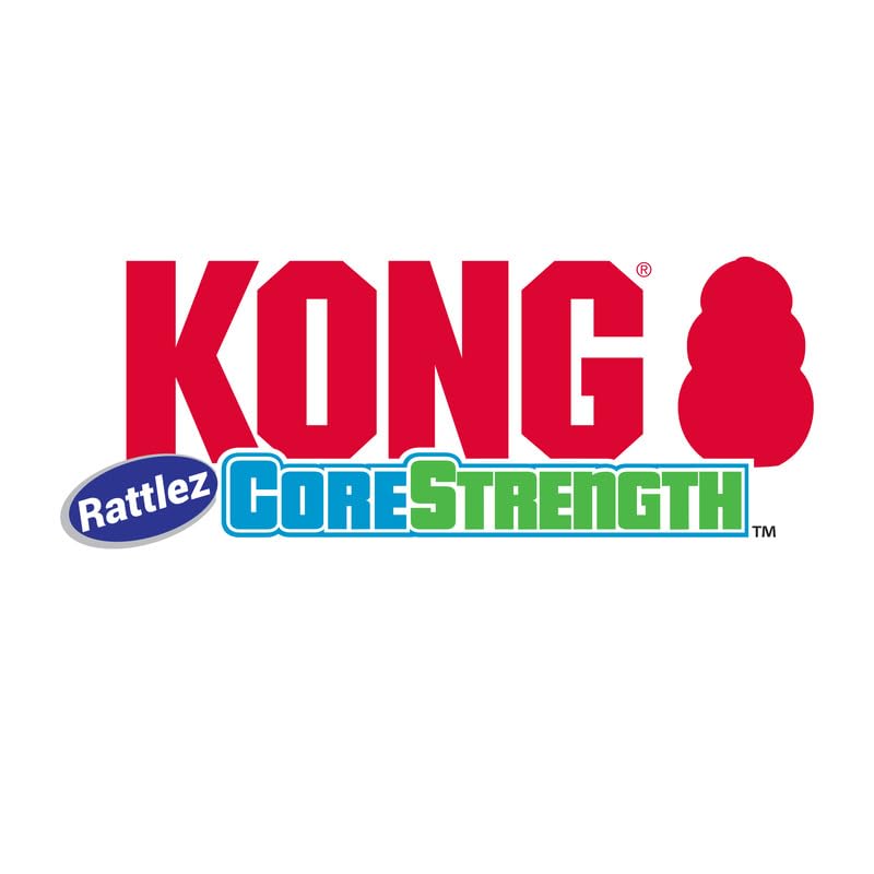 KONG CoreStrength Rattlez Ball Dog Toy - Durable Textured Material, Large, Blue/Red