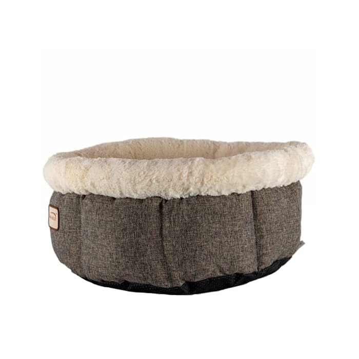 Armarkat Cozy Cat Bed - Beige & Gray Plush, 19.5"L x 19.5"W, Model C105HHS/MB