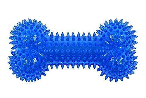 Psk Pet Mart 100% Non Toxic Rubber Flavored Puppy Toy Soft Spike Dumbbell Chew Toy Teething Toy (Soft Spike Dumbbell, Color May 