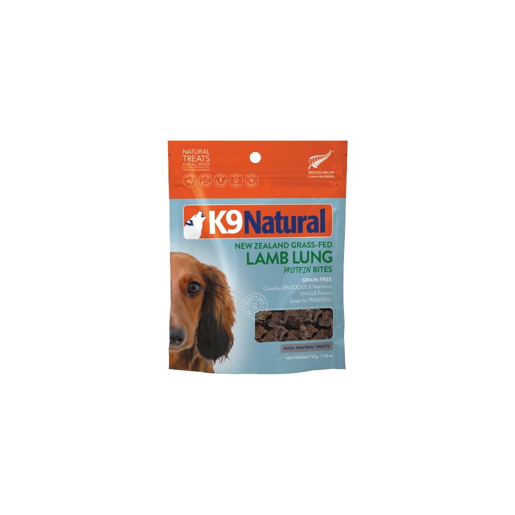 K9 Natural - Grain-Free Air Dried Dog Treat Protein Bites - Lamb Lung, 1.76oz