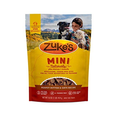 Zukes Mini Naturals Dog Training Treats, Soft Mini Dog Treats with Vitamins & Minerals, Made for All Breed Peanut Butter, 16 Ou